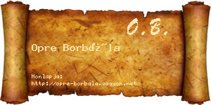 Opre Borbála névjegykártya